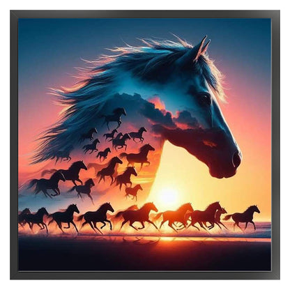 Silhouette - Horse - 11CT Stamped Cross Stitch 40*40CM