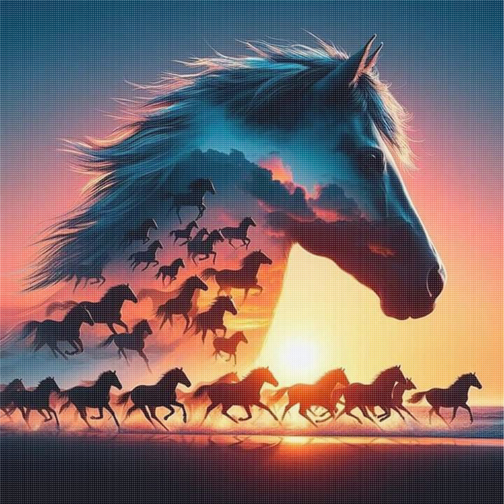 Silhouette - Horse - 11CT Stamped Cross Stitch 40*40CM