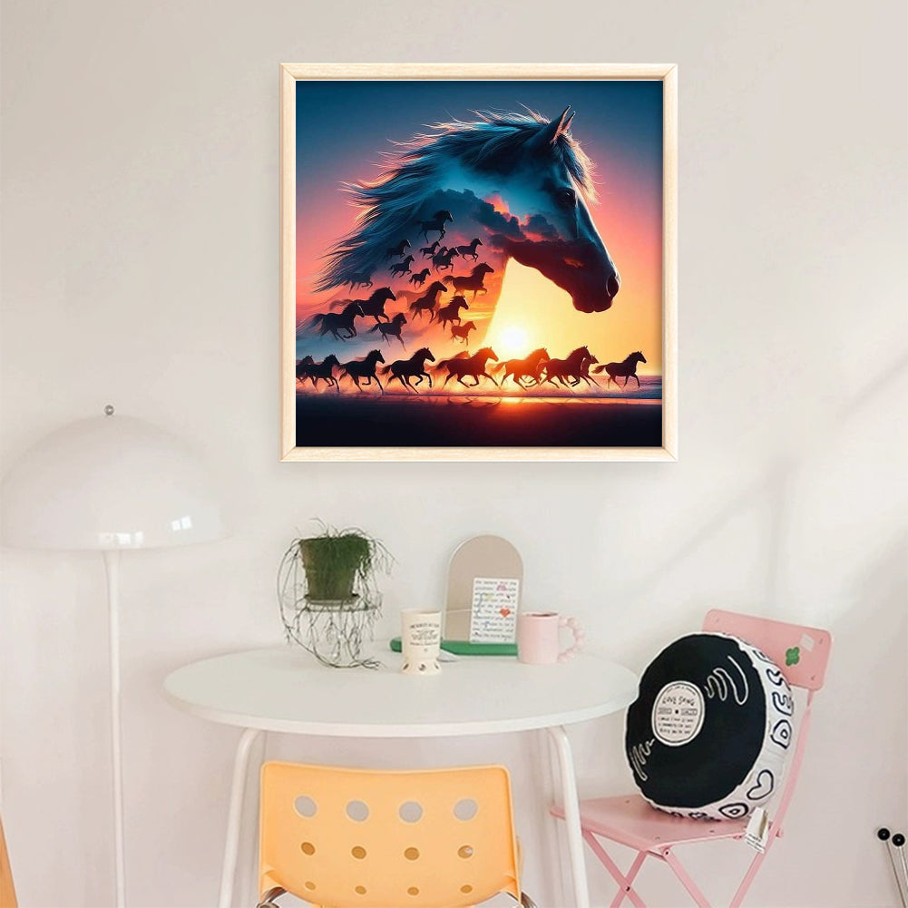 Silhouette - Horse - 11CT Stamped Cross Stitch 40*40CM