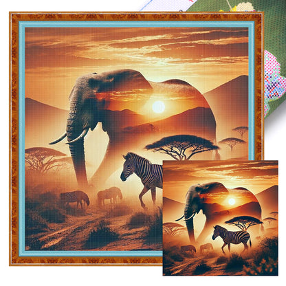 Silhouette - Elephant - 11CT Stamped Cross Stitch 40*40CM