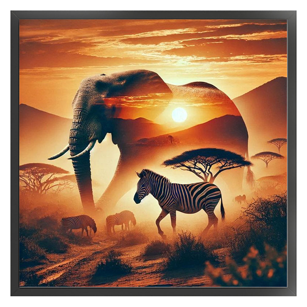 Silhouette - Elephant - 11CT Stamped Cross Stitch 40*40CM