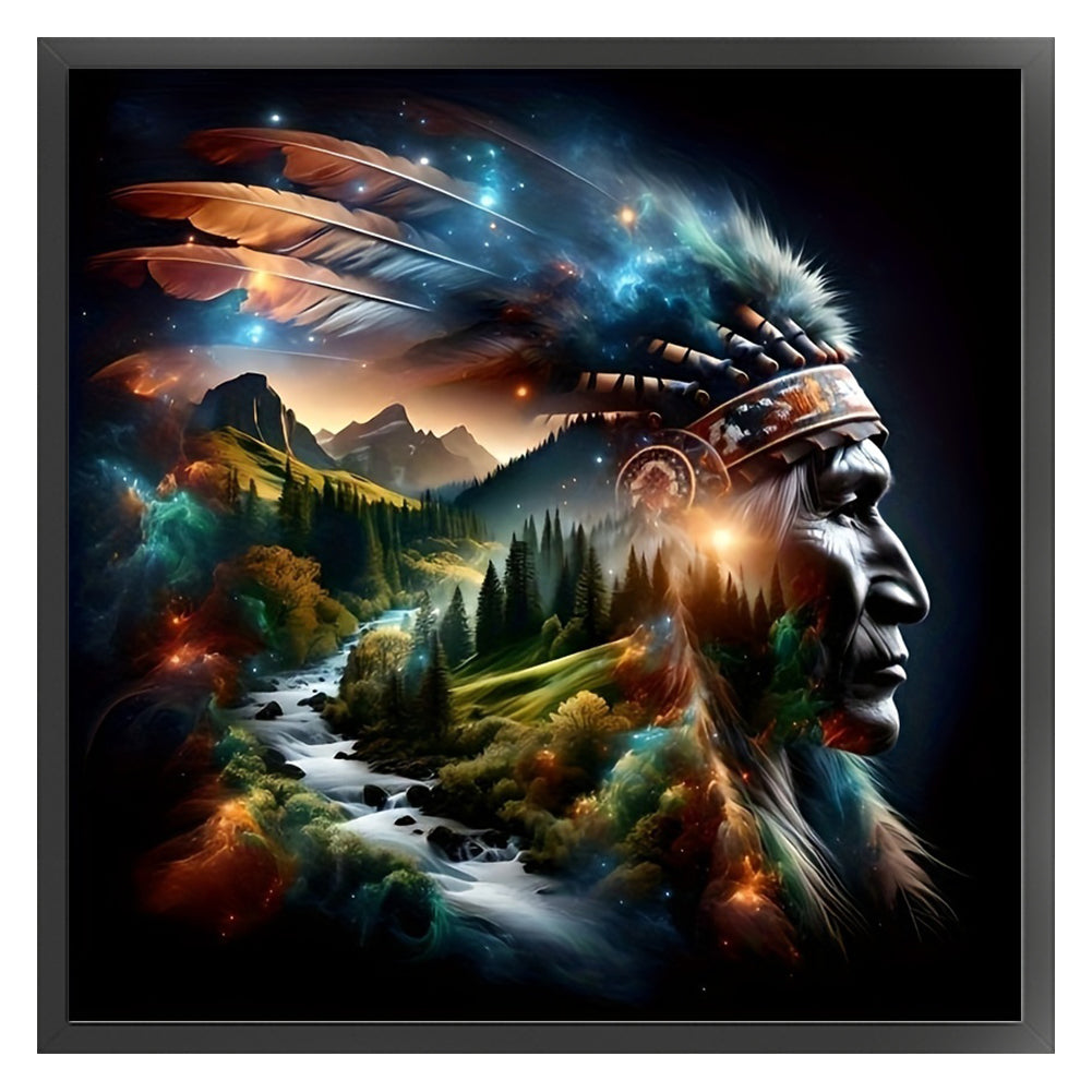 Silhouette-Indians - 11CT Stamped Cross Stitch 40*40CM