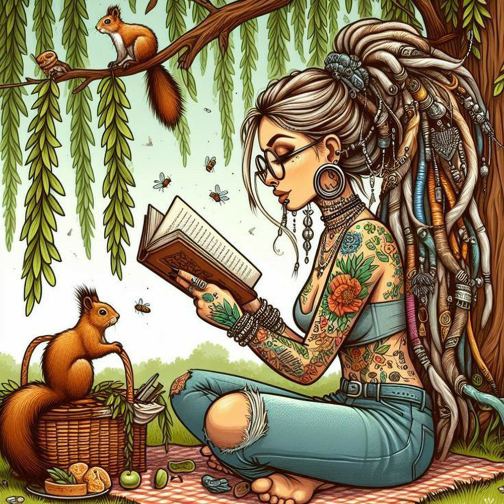 Reading Girl - Full Square Drill Diamond Painting 40*40CM