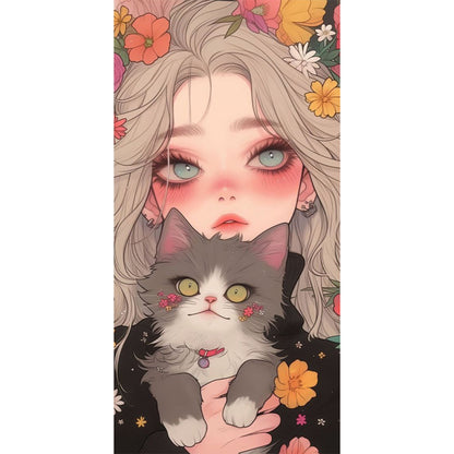 Cute Cat Girl - Full Square Drill Diamond Painting 40*80CM