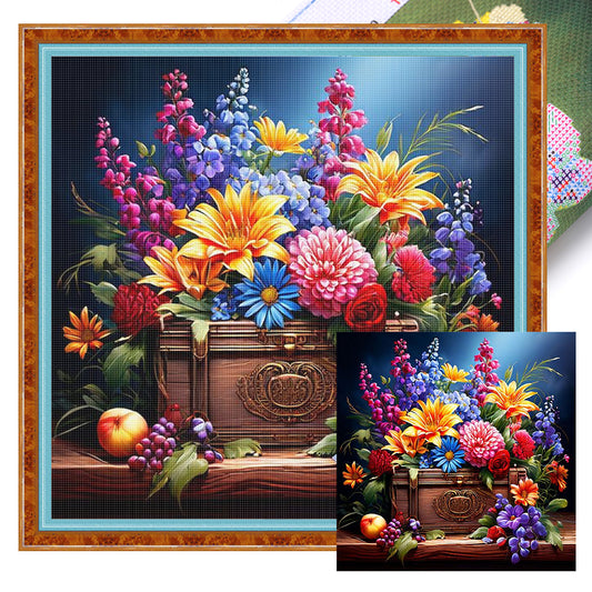 Vintage Flower Baskets - 11CT Stamped Cross Stitch 40*40CM