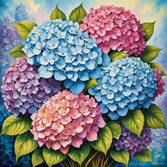 Hydrangeas - 11CT Stamped Cross Stitch 40*40CM