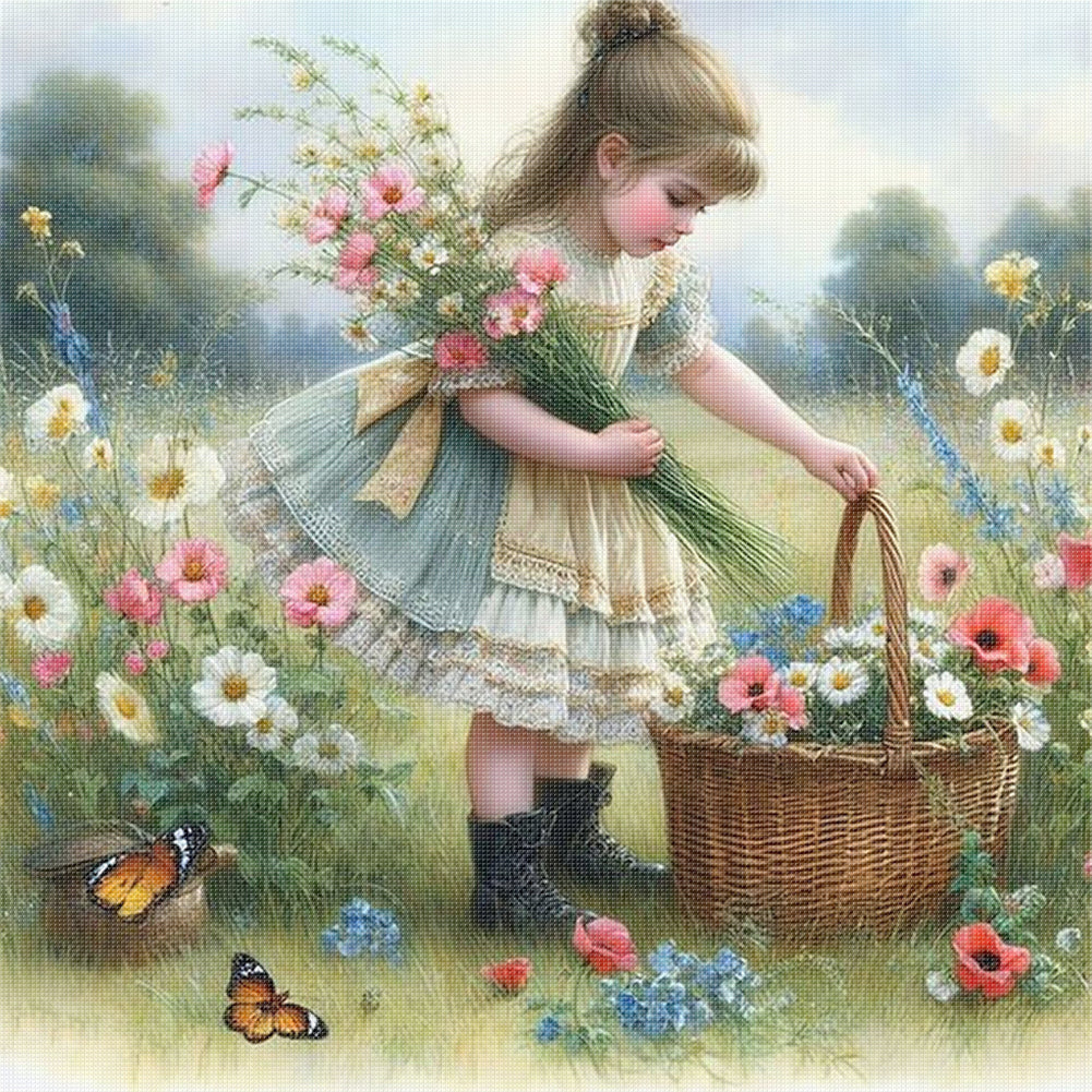 Lovely Girls - 11CT Stamped Cross Stitch 40*40CM