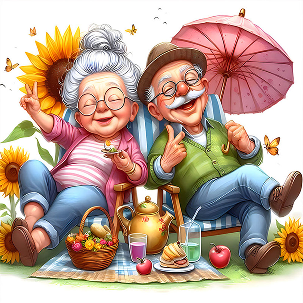 Old Couples - 11CT Stamped Cross Stitch 45*45CM