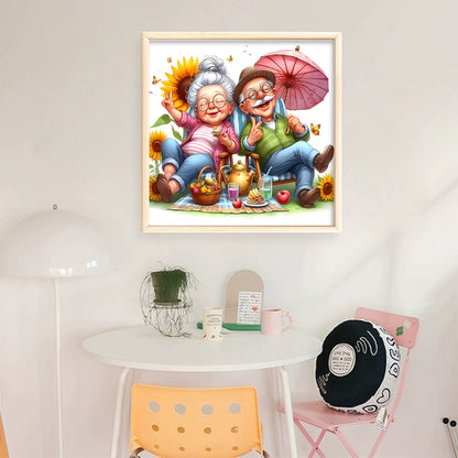Old Couples - 11CT Stamped Cross Stitch 45*45CM
