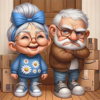 Old Couples - 11CT Stamped Cross Stitch 45*45CM