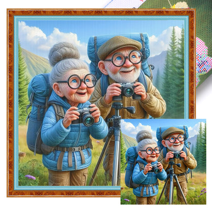 Old Couples - 11CT Stamped Cross Stitch 45*45CM