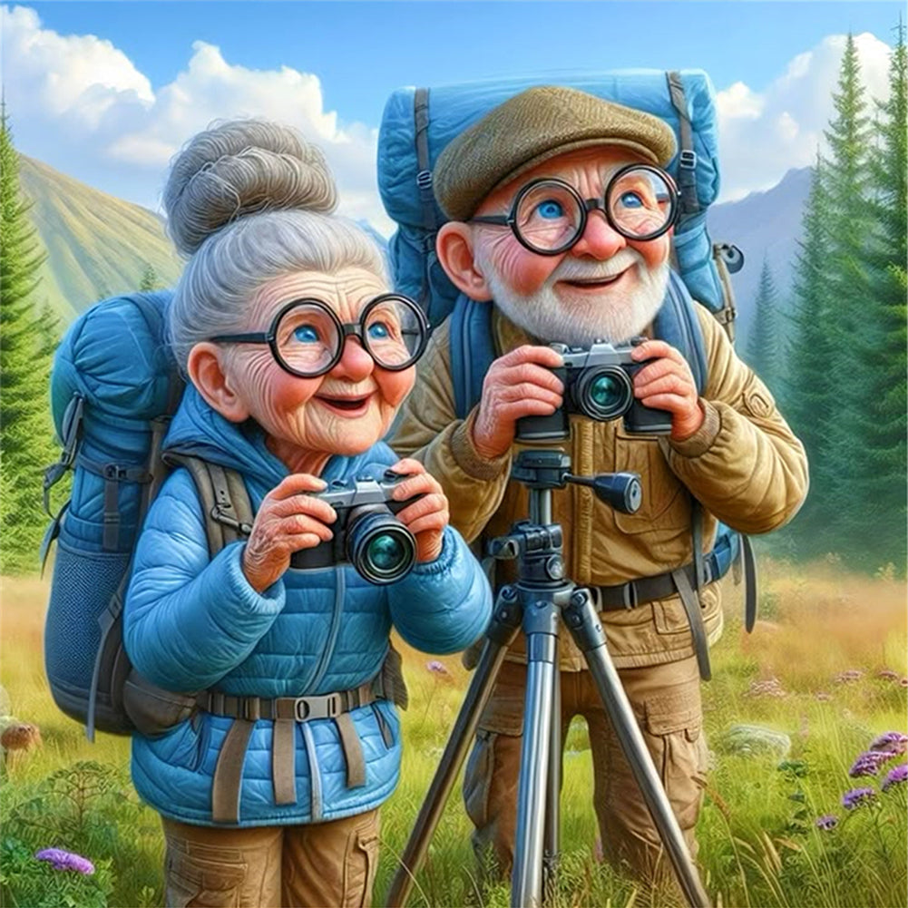 Old Couples - 11CT Stamped Cross Stitch 45*45CM