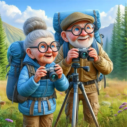 Old Couples - 11CT Stamped Cross Stitch 45*45CM