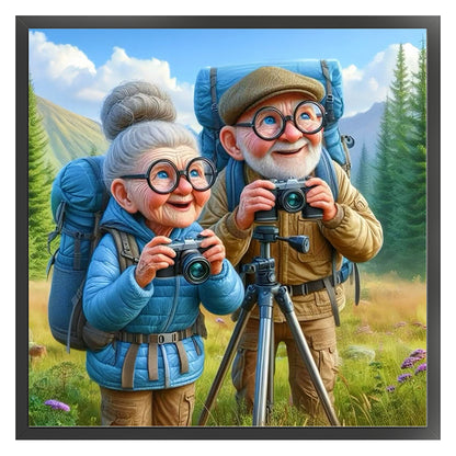 Old Couples - 11CT Stamped Cross Stitch 45*45CM