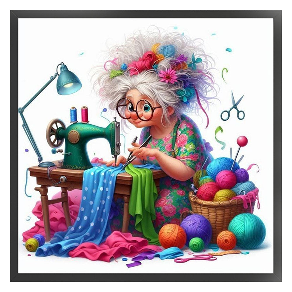 Sewing Old Ladies - 11CT Stamped Cross Stitch 40*40CM