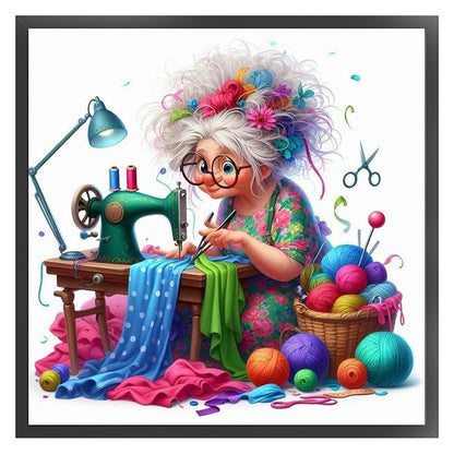Sewing Old Ladies - 11CT Stamped Cross Stitch 40*40CM