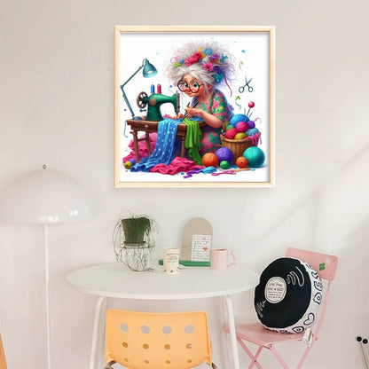 Sewing Old Ladies - 11CT Stamped Cross Stitch 40*40CM