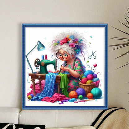 Sewing Old Ladies - 11CT Stamped Cross Stitch 40*40CM