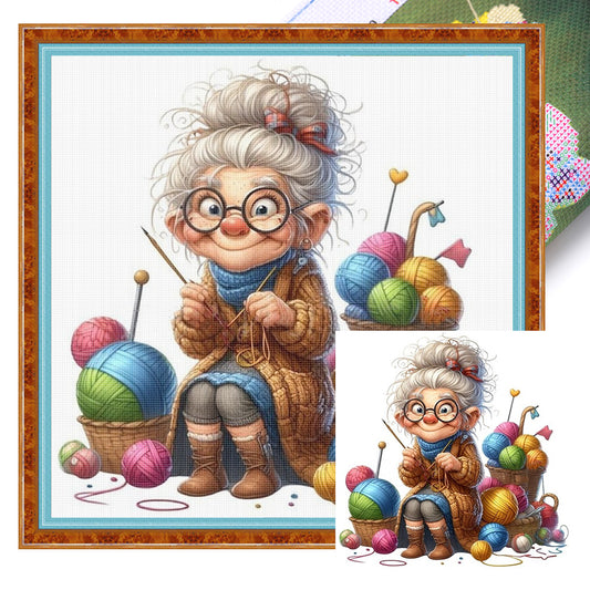 Sewing Old Ladies - 11CT Stamped Cross Stitch 40*40CM