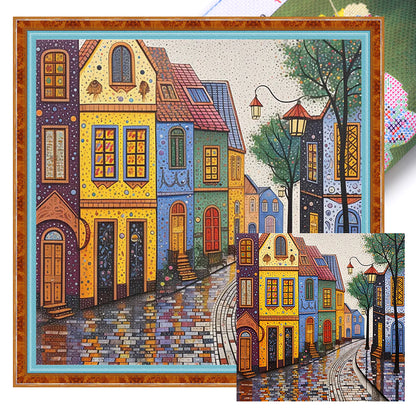 Colorful Houses - 14CT Stamped Cross Stitch 40*40CM