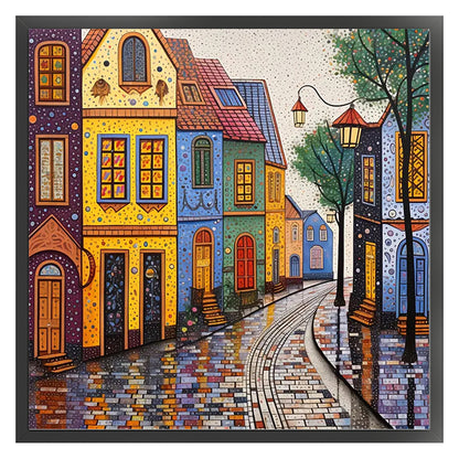 Colorful Houses - 14CT Stamped Cross Stitch 40*40CM