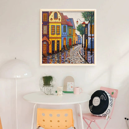 Colorful Houses - 14CT Stamped Cross Stitch 40*40CM