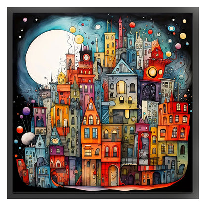 Colorful Houses - 14CT Stamped Cross Stitch 40*40CM