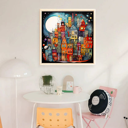 Colorful Houses - 14CT Stamped Cross Stitch 40*40CM
