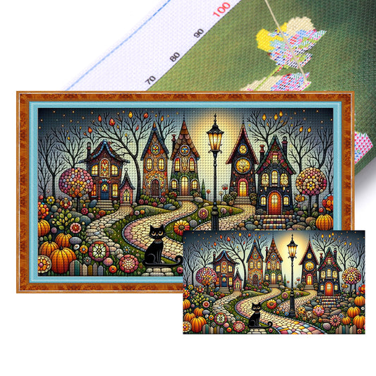 Colorful Cottages - 11CT Stamped Cross Stitch 70*40CM