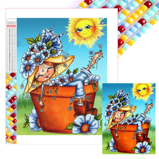 Flower Pot Flowers - Full Square Drill Diamond Painting 30*40CM