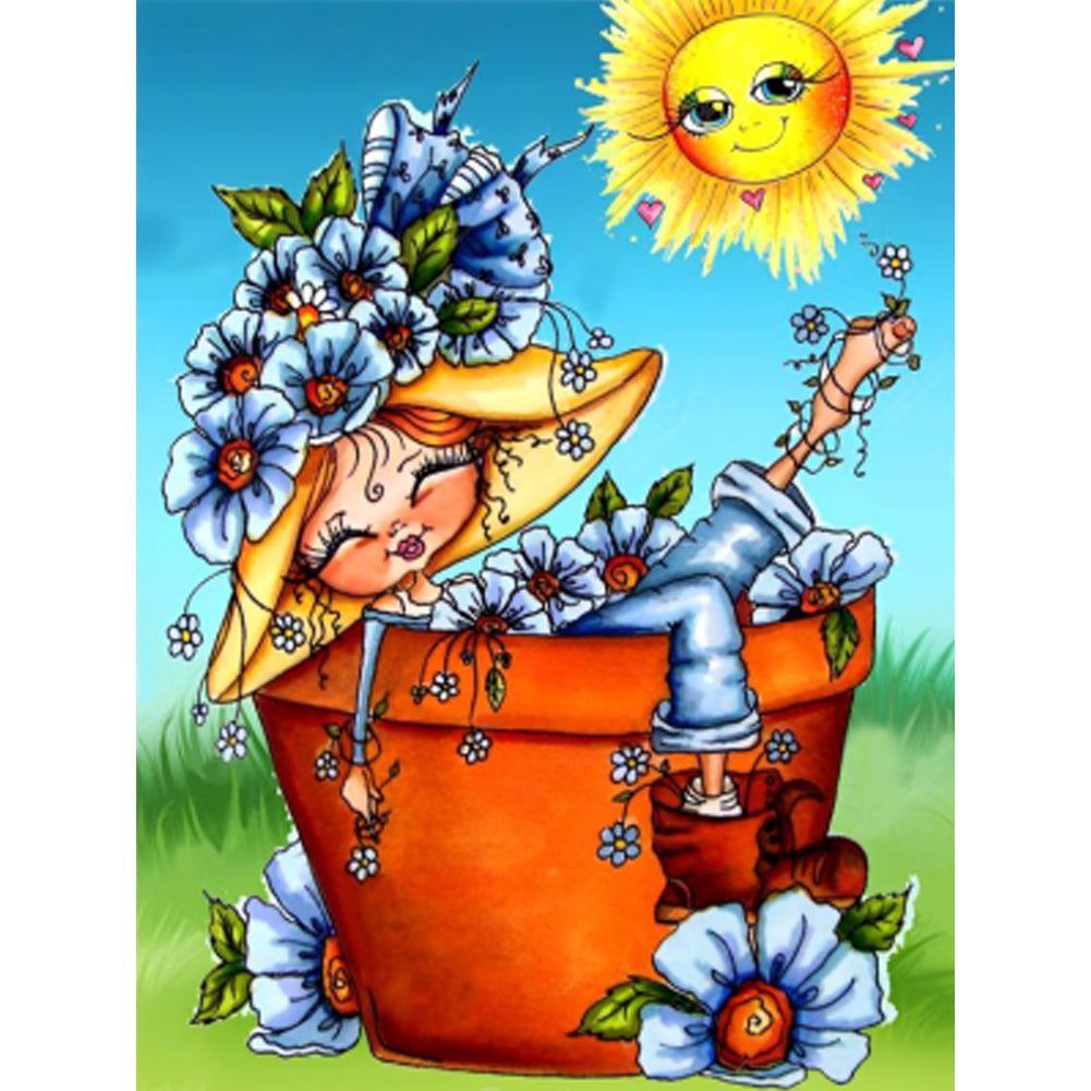 Flower Pot Flowers - Full Square Drill Diamond Painting 30*40CM
