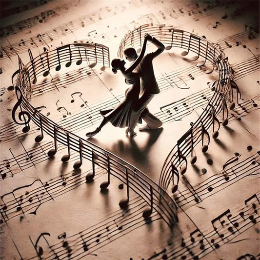 Music Score Dancers - 11CT Stamped Cross Stitch 45*45CM