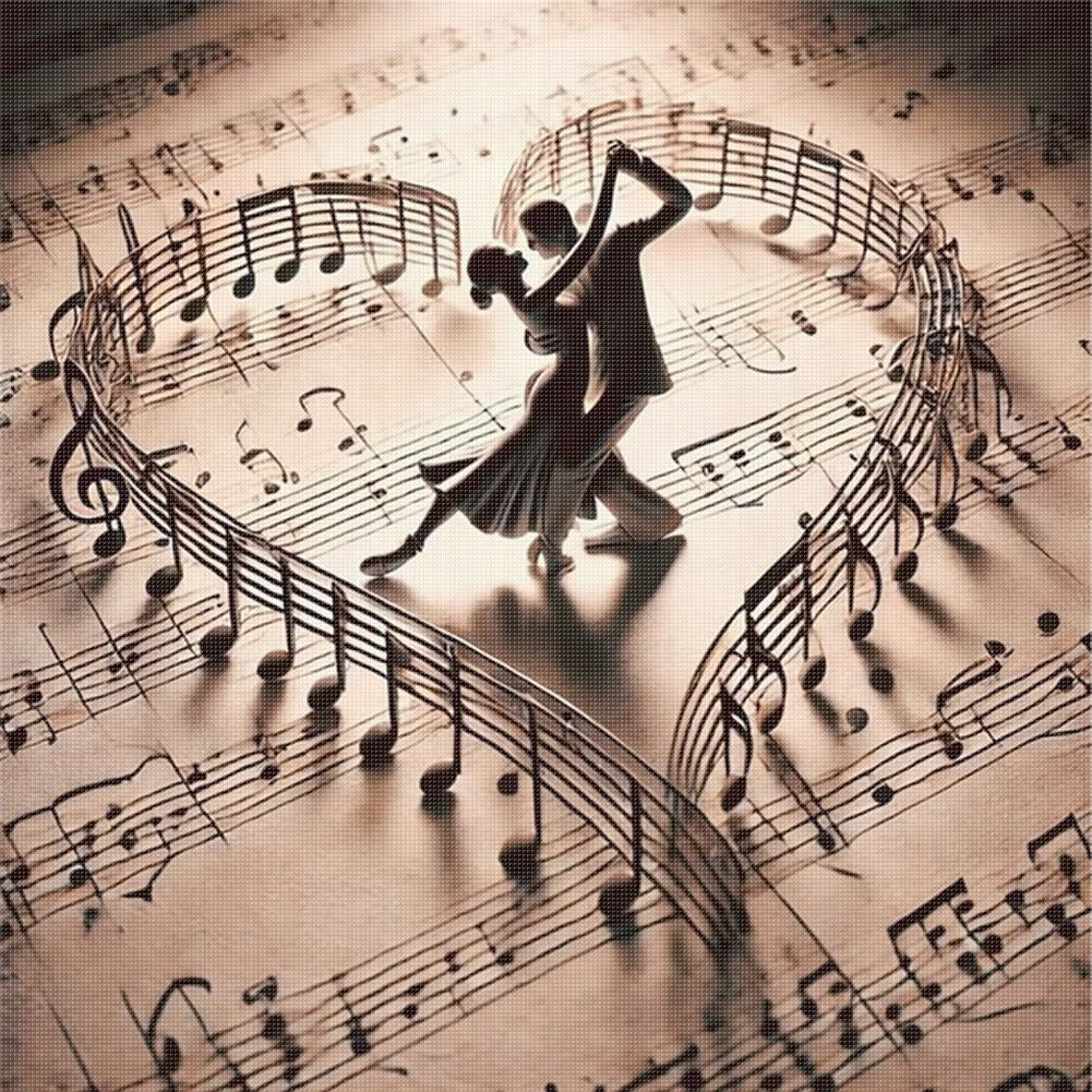 Music Score Dancers - 11CT Stamped Cross Stitch 45*45CM