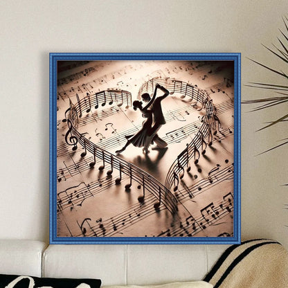 Music Score Dancers - 11CT Stamped Cross Stitch 45*45CM