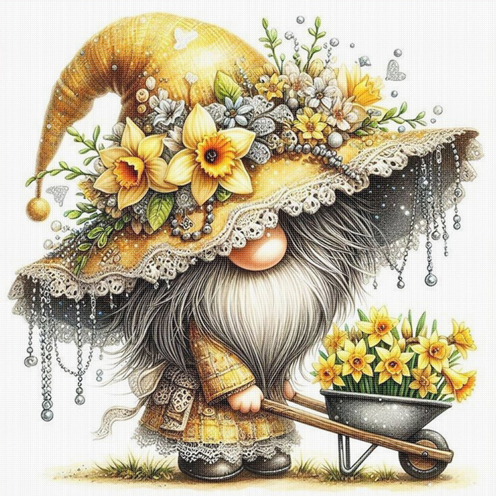 Flower Gnomes - 11CT Stamped Cross Stitch 40*40CM