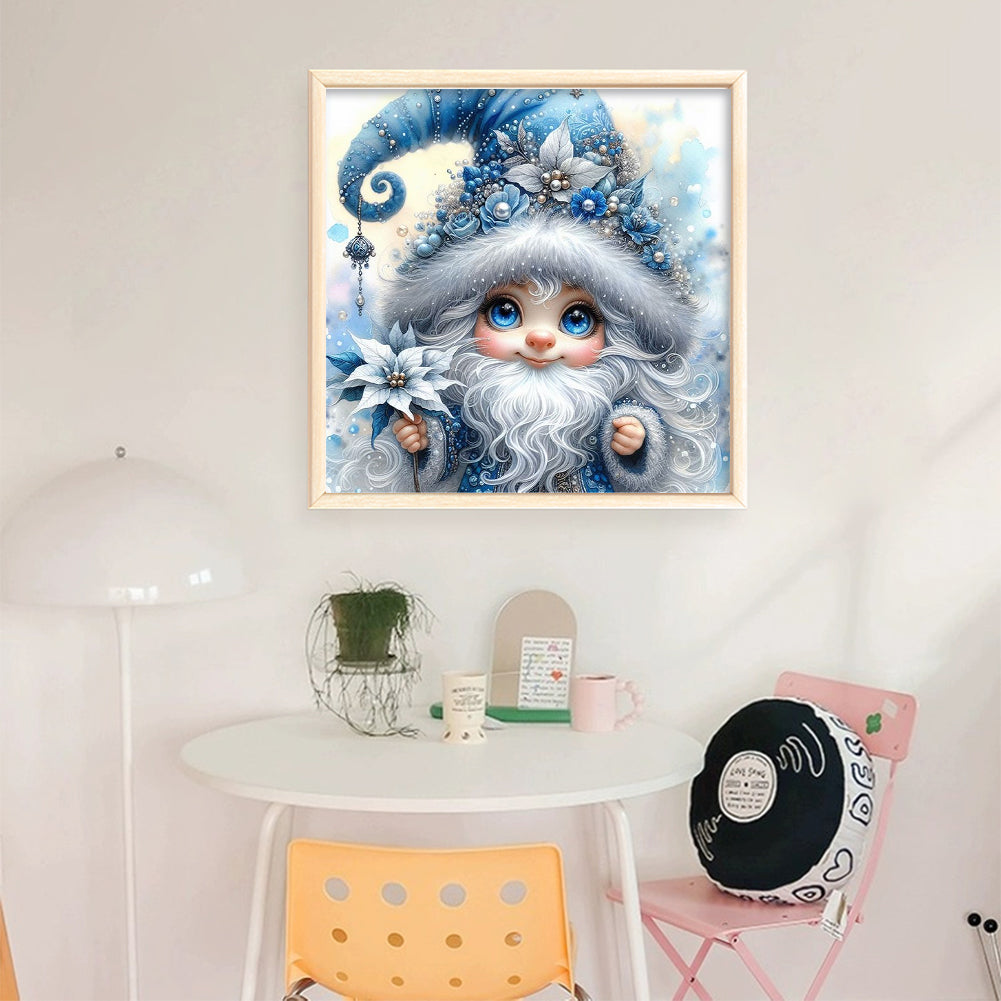 Blue Flower Gnomes - 11CT Stamped Cross Stitch 40*40CM