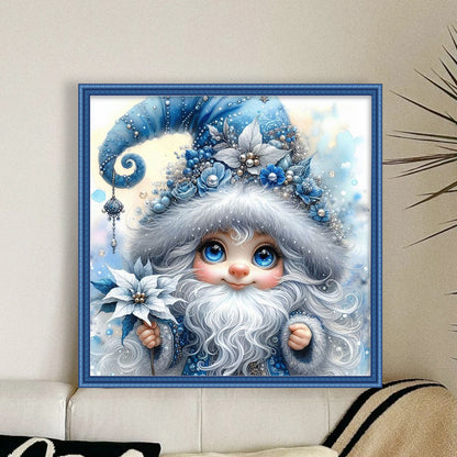 Blue Flower Gnomes - 11CT Stamped Cross Stitch 40*40CM