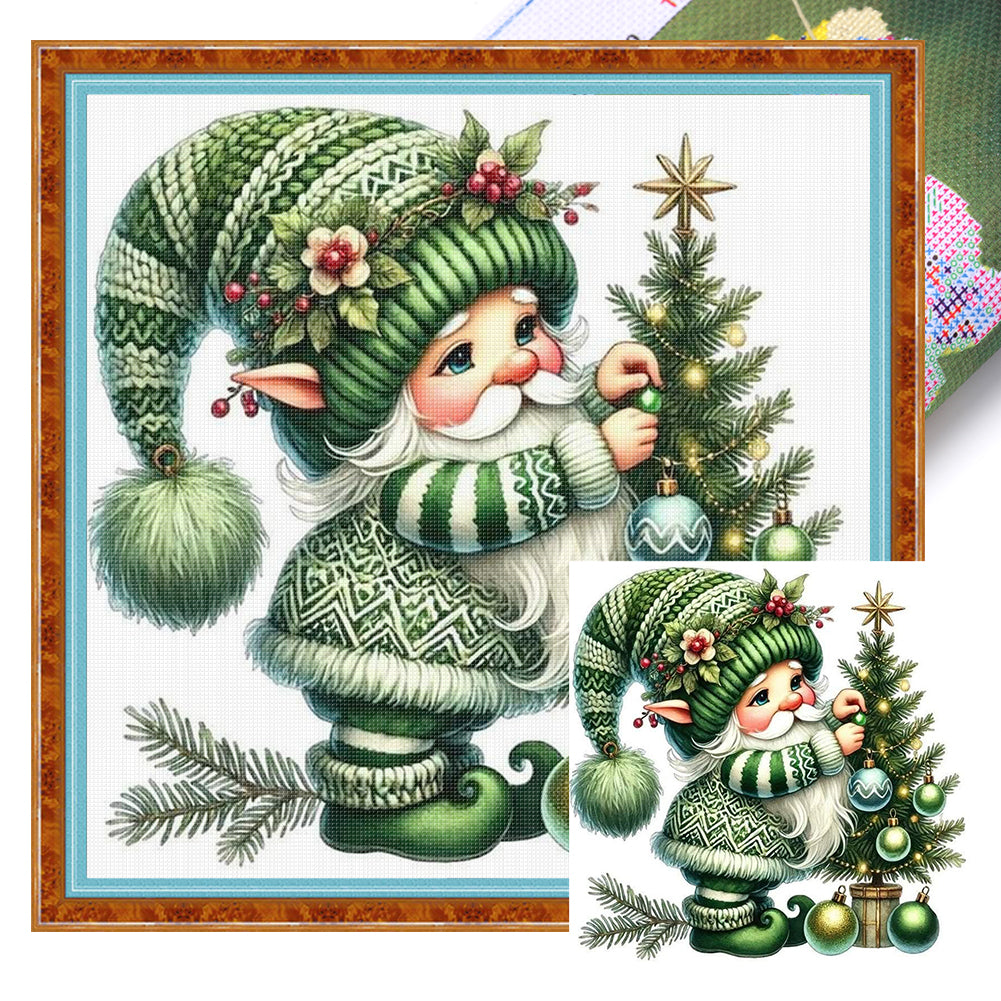 Christmas Tree Gnomes - 11CT Stamped Cross Stitch 40*40CM