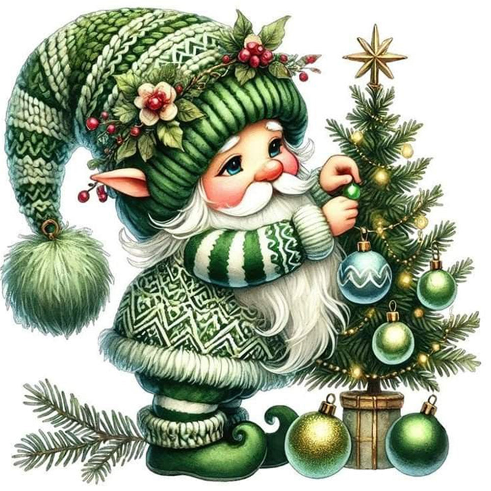 Christmas Tree Gnomes - 11CT Stamped Cross Stitch 40*40CM