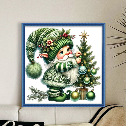 Christmas Tree Gnomes - 11CT Stamped Cross Stitch 40*40CM