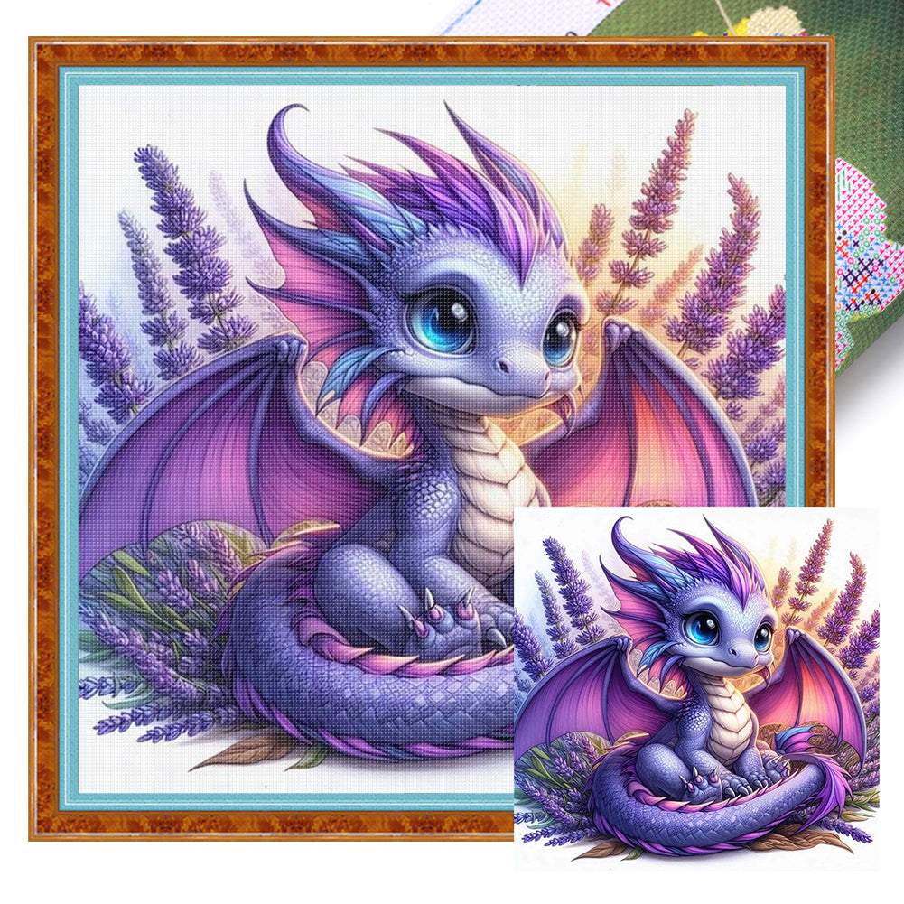 Purple Dragons - 11CT Stamped Cross Stitch 40*40CM