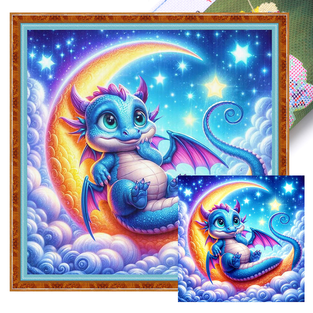 Stars And Moon Dragons - 11CT Stamped Cross Stitch 40*40CM