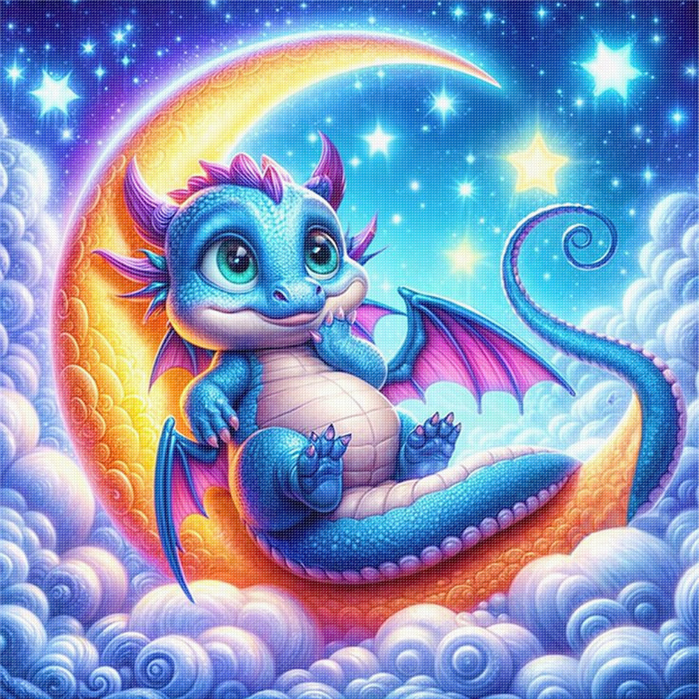 Stars And Moon Dragons - 11CT Stamped Cross Stitch 40*40CM