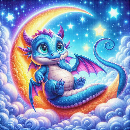 Stars And Moon Dragons - 11CT Stamped Cross Stitch 40*40CM