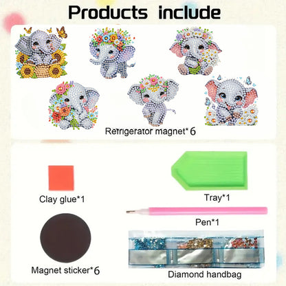 6Pcs Diamond Painting Refrigerator Magnets Diamond Art Kits for Adults Beginners
