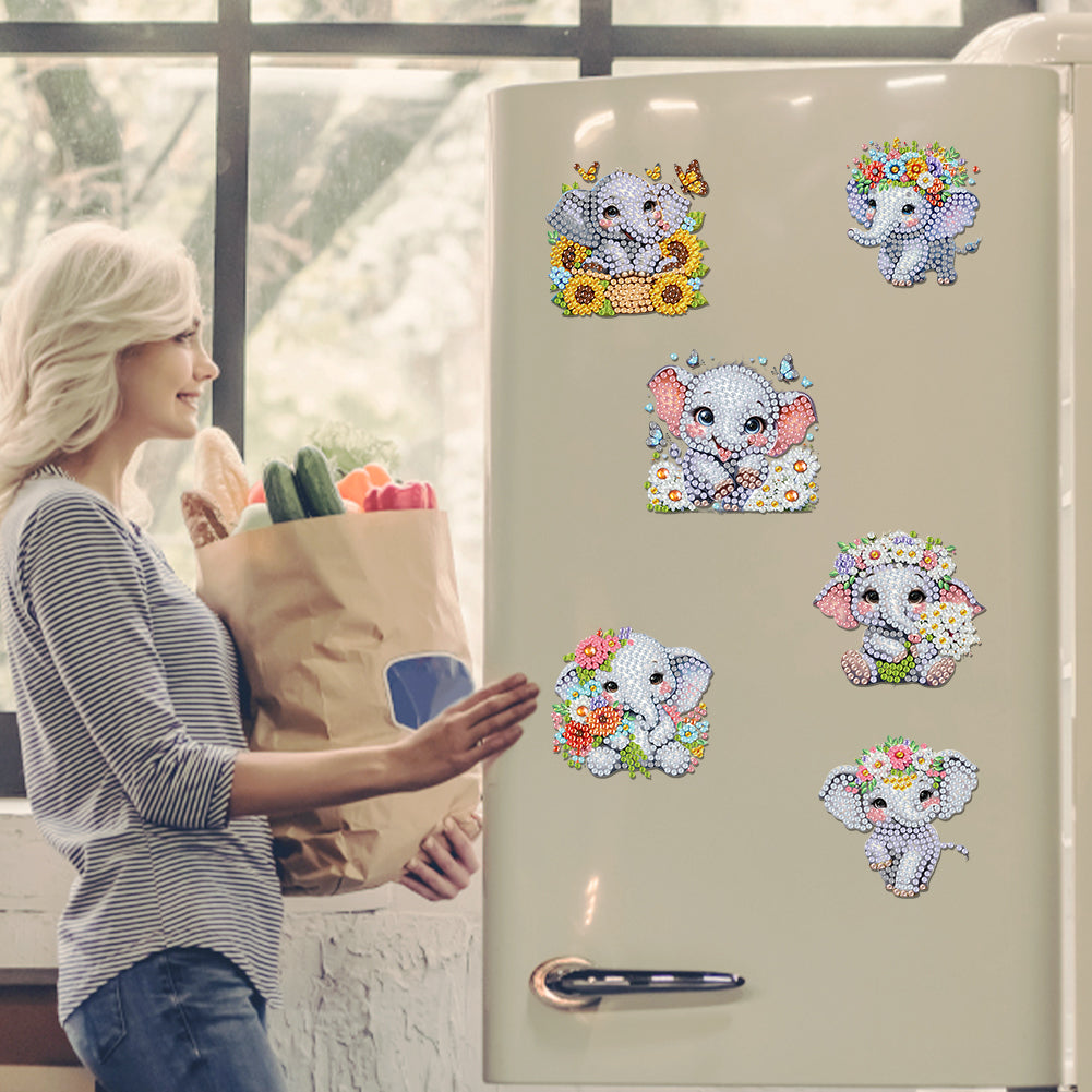 6Pcs Diamond Painting Refrigerator Magnets Diamond Art Kits for Adults Beginners