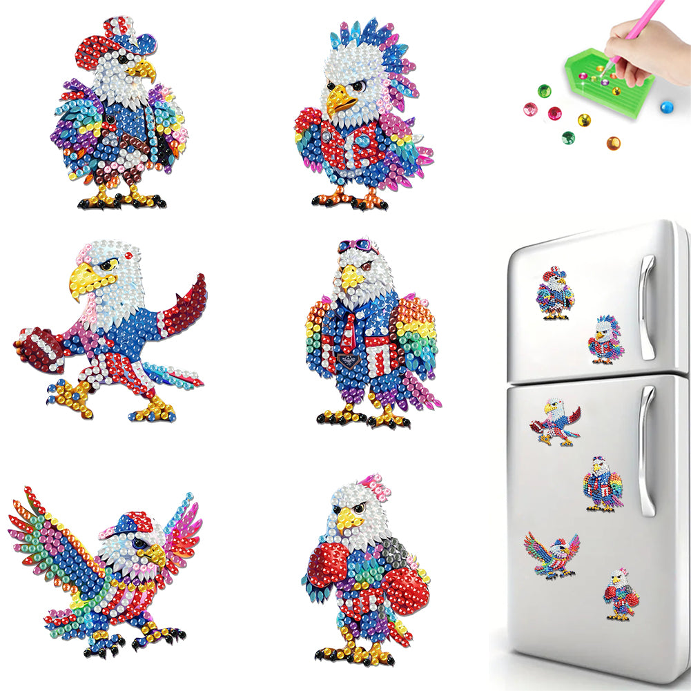 6Pcs Diamond Painting Refrigerator Magnets Diamond Art Kits for Adults Beginners