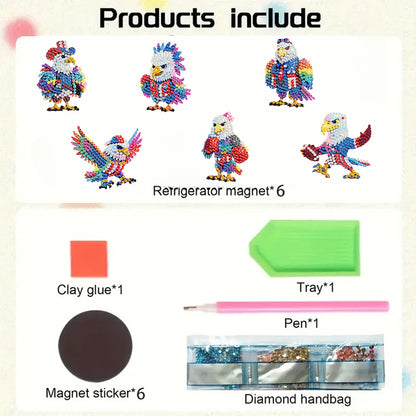 6Pcs Diamond Painting Refrigerator Magnets Diamond Art Kits for Adults Beginners