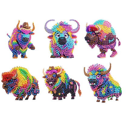 6Pcs Diamond Painting Refrigerator Magnets Diamond Art Kits for Adults Beginners
