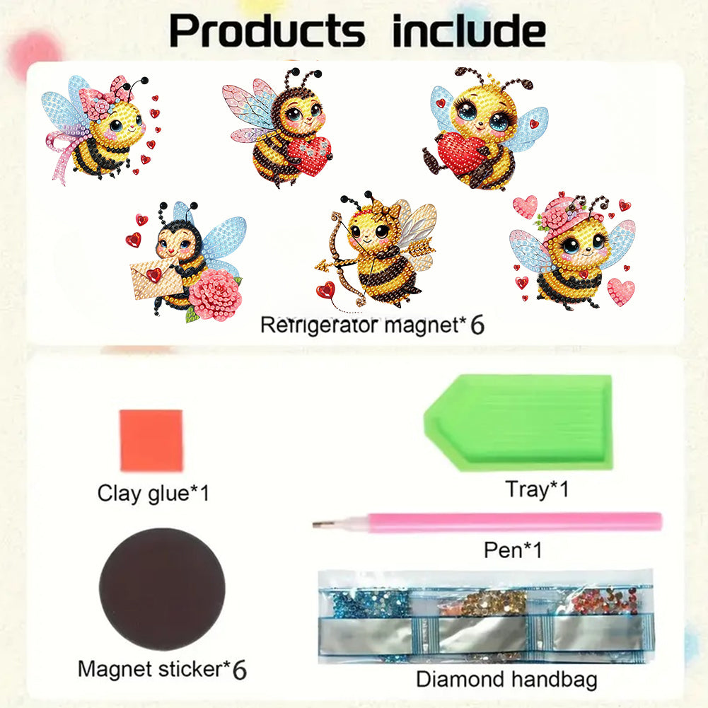 6Pcs Diamond Painting Refrigerator Magnets Diamond Art Kits for Adults Beginners